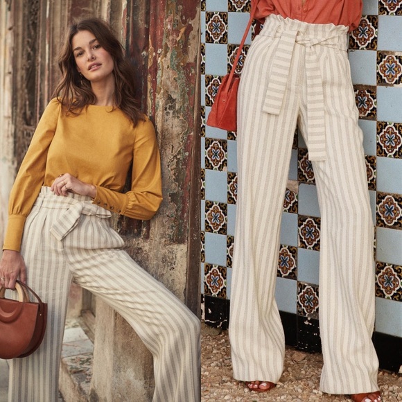 Sezane Pants - Sézane Arthur High Rise Paperbag Striped Pants